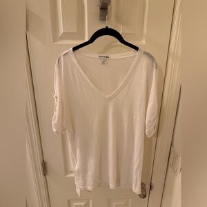 Lacoste Women's Classic White V-Neck Tee